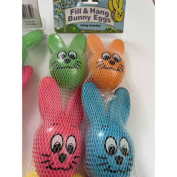 NEW Vintage Fill & Hang Bunny Easter Eggs Lot of Two 6pc Fillable Deadstock Neon - Picture 4 of 4